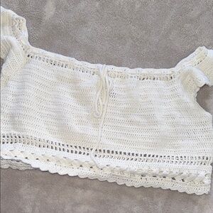 H&M Cream Crochet Swim Coverup